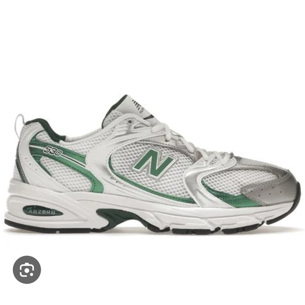 New Balance White and Green Sneakers